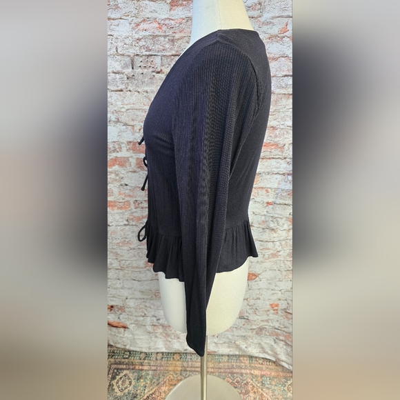 CANDIES Size L Ruffel Bottom Tie Front Cardigan-Sweater - Picture 5 of 6